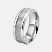 Bague en acier inoxydable à texture de glace