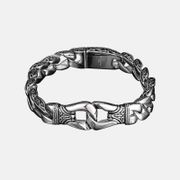 Pulseira masculina de aço inoxidável punk com padrão polido