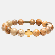 Christian Cross Natural Stone Beads Bracelet