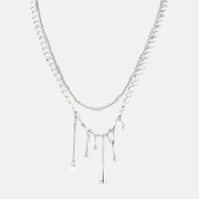 Minimalist Geometric Drop Layering Necklace