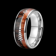 Bague en acier inoxydable grain de bois flèche
