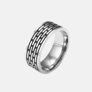 Punk Simple Textured Stainless Steel Ring
