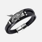 Eagle Stainless Steel Leather Bracelet
