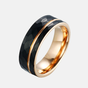 Geometric Brushed Rose Gold Tungsten Steel Ring