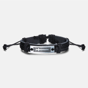 Latin Cross Alloy Leather Bracelet