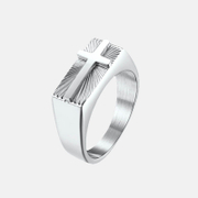 Bague en acier inoxydable Holy Light Cross Seal
