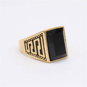 Retro Black Stone Stainless Steel Ring