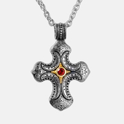 Diamond Carved Stainless Steel Men's Cross Pendant