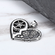 Gear Steampunk Heart Stainless Steel Pendant