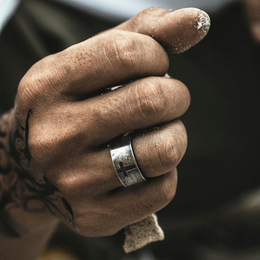 Hollow Cross Retro Stainless Steel Men's Ring