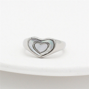 Anello in acciaio inossidabile a doppio cuore a conchiglia semplice