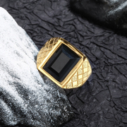 Vintage Gemstone Stainless Steel Men's Ring
