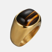 Anello con pietre preziose da uomo in acciaio inossidabile con occhio di tigre retrò