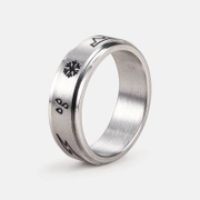 Natural Weather Record Stainless Steel Spinner Ring