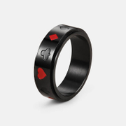Playing Card Pattern Stainless Steel Spinner Ring