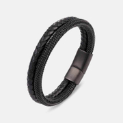 Retro Stainless Steel Leather Bracelet