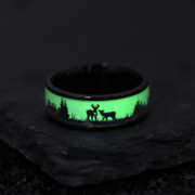 Christmas Elk Stainless Steel Luminous Ring