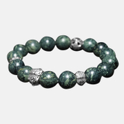 925 Sterling Silver Green Stone Men's Bracelet
