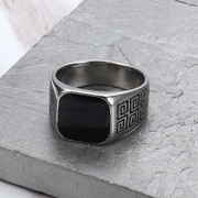 Classic Black gem Stainless Steel Ring