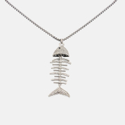 Shiny Crystal Fishbone Alloy Pendant