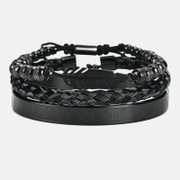 Brazalete de acero inoxidable con plumas trenzadas y números romanos