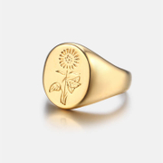 Bague Or Acier Inoxydable Tournesol
