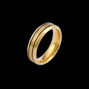 Simple Line Golden Stainless Steel Couple Ring