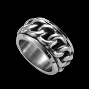 Rotating Chain Stainless Steel Men's Spinner Ring