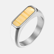 Wood Grain Stainless Steel Men's Ring