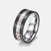 Anello geometrico in acciaio inossidabile bicolore