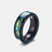 Diamond Cut Abalone Shell Tungsten Steel Ring