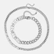 Conjunto de collar de acero inoxidable con costuras cuadradas