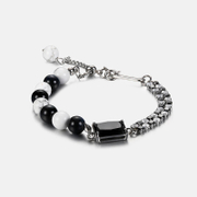 Armband aus Edelstahl mit schwarzem und weißem Stein