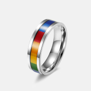 Regenbogen-Flaggen-Band-Edelstahlring