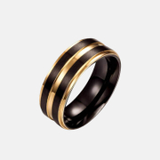 Gold-plated Dual Groove Stainless Steel Ring