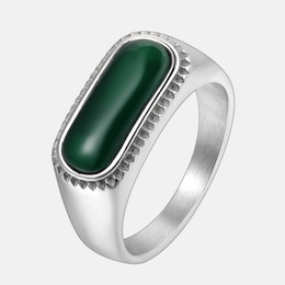 Simple Gemstone Stainless Steel Ring