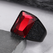 Leaf Stainless Steel Men's Gemstone Ring