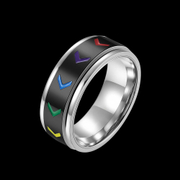 Rainbow Flag Stainless Steel Spinner Band Ring