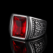 Classic Tulip Stainless Steel Men's Gemstone Ring
