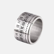 Arabic Numerals Stainless Steel Spinner Ring