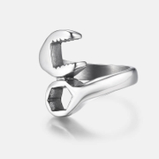 Bague pour homme en acier inoxydable avec clé de locomotive